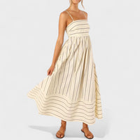 Isabel - Vestido comprido às riscas